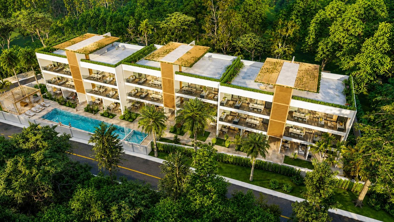 Vue aérienne de la résidence Dream House à Las Terrenas