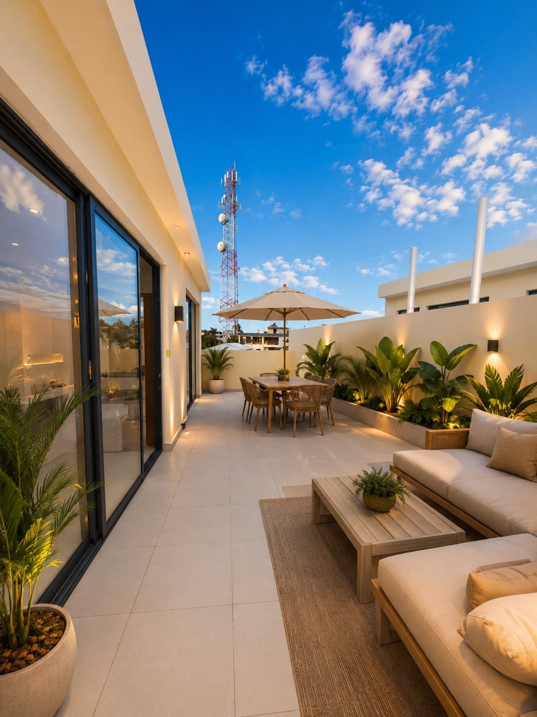 Grande terrasse privative de l'Unité B, dernier étage — Dream House Residence, Las Terrenas